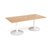 Trumpet base rectangular boardroom table 2000mm x 1000mm with central cutout 272mm x 132mm - white base, beech top