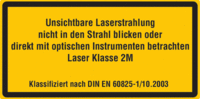 Kennzeichnung für Laserklassen - Gelb/Schwarz, 10 x 20 cm, Kunststoff, Text