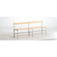 Half height cloakroom bench with back rest, single-sided