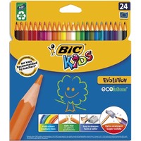 BIC Kids Evolution ECOlutions Crayons de Couleur Eco-responsables - Couleurs Assorties, Etui x24