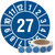 Jahresprüfplakette 30 mm, Monate - Jahreszahl (JJ), 2027, Polyethylen weiß-blau, 1.000 Prüfplaketten auf Rolle
