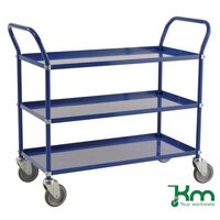 Kongamek three tier trolley, braked - blue
