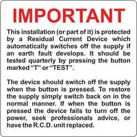 Important rcd test label labels