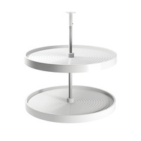 Emuca Juego de bandejas circulares Shelvo para mueble de cocina, para módulo 800mm, Plástico y Aluminio, Blanco