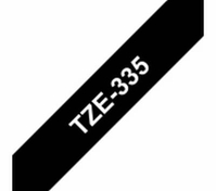 G&G Schriftband/ laminiert / weiß auf schwarz / 12mm x 8m ersetzt TZE-335