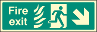 SPARTEX 42090G FIRE EXIT - ARROW DOWN RIGHT HTM (300X100MM) PHOTOLUMI