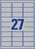 Typenschild-Etiketten, A4, 63,5 x 29,6 mm, 100 Bogen/2.700 Etiketten, silber