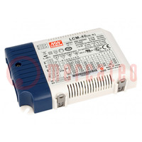 Power supply: switched-mode; LED; 42W; 2÷100VDC; 350÷1050mA; IP20