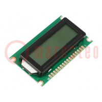 Pantalla: LCD; alfanumérico; STN Negative; 8x1; 60x33x12mm; LED