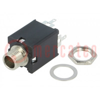 Socket; Jack 6,3mm; female; stereo,with double switch; ways: 3