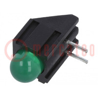 LED; in housing; green; 5mm; No.of diodes: 1; 20mA; 60°; 2.2÷2.5V