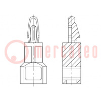 Assembly stud; polyamide 66; L: 22.2mm; Plate mount.hole dia: 4mm