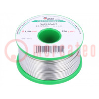 Soldering wire; Sn99,3Cu0,7; 1.5mm; 250g; lead free; reel; 227°C