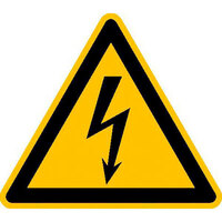 Warnung vor gef elektr Spannung Warnschild auf Rolle, Folienetik Rolle,10cm DIN EN ISO 7010 W012 ASR A1.3 W012