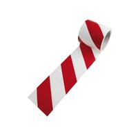 Warnmarkierungsband, rot/weiß schraffiert, 75 mm x 16,5 lfm. Version: 02 - rechtsweisend