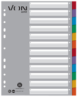 Leitz VON 13010000 Tab-Register Leerer Registerindex Karton Blau, Grün, Grau, Orange, Rot, Violett, Weiß, Gelb