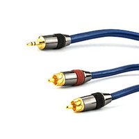 e+p B 813 Audio-Kabel 1,5 m 3.5mm 2 x RCA Blau