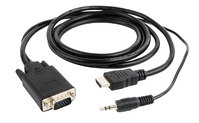 Gembird CC-DP-HDMI-5M adapter kablowy HDMI + 3.5mm VGA (D-Sub) Czarny
