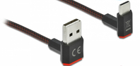 DeLOCK EASY-USB 2.0 Kabel Typ-A Stecker zu USB Type-C™ Stecker gewinkelt oben / unten 2 m schwarz