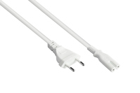 Euro-Netzkabel Euro-Stecker Typ C (gerade) an C7/Euro 8 Buchse (gerade), weiß, 0,75 mm², 1,5 m, Good Connections®
