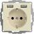 2USB 2U-449290 Süllyeszthető dugalj VDE, USB-vel, Gyermekvédelem IP20 Krém-fehér, Fényes effekt