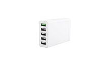 Multi-Port USB Charger White 50W 5V 2.4A USB-A 5-ports with 2.4A each (Green port=QC3.0) Including 1.2m EU Power Cord Caricabatterie per dispositivi mobili