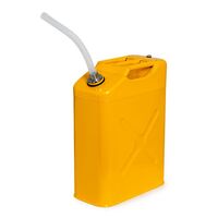 Safety canister with screw cap and outlet pipe