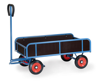 fetra® Handwagen, Ladefläche 1145 x 645 mm, Siebdruckplatte, 4 Wände, Vollgummiräder