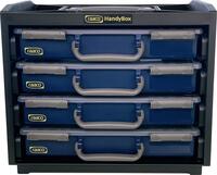 Trageschrank HandyBox Kunststoff mit 4 Sortimentskoffern blau raaco