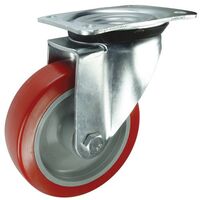 Medium duty polyurethane tyred swivel castor, 200mm dia.