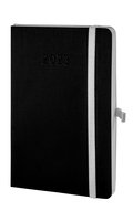 Chronoplan Chronobook Softcover 2023, Black Edition, 2023, Anordnung in Zeilen, Mini, schwarz, Softcover, Leinenprägung