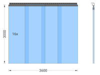 Foto 1 von PVC-Streifenvorhang, Lamellen 400 x 4 mm transparent, Höhe 3,00 m, Breite 4,60 m (4,00 m), verzinkt