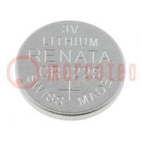 Battery: lithium; 3V; CR1225,coin; 48mAh; non-rechargeable