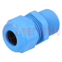 Cable gland; with long thread; PG13,5; IP68; polyamide; blue