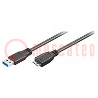 Kabel; USB 3.0; USB A-Stecker,Micro-USB-B-Stecker; 0,5m; schwarz