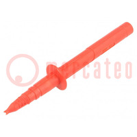 Measuring tip; 32A; red; Socket size: 4mm; Plating: nickel plated