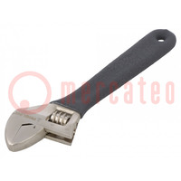 Wrench; adjustable; 150mm; Max jaw capacity: 19mm; forged,satin