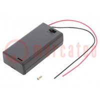 Holder; AA,R6; Batt.no: 2; cables; black; with switch