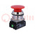 Switch: push-button; 30mm; Stabl.pos: 1; NC + NO; red; IP55; NEF30