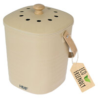 HMF Nachhaltiger Biomülleimer Küche, Geruchsdichter Komposteimer mit Deckel, 6 Liter, Beige