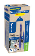 Tintenroller FriXion Clicker 0.7, mit Druckmechanik, radierbare Tinte, nachfüllbar, 0.7mm (M), je 12x Tintenroller & Minen, 6 Minen gratis, Blau