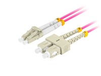 Patchcord światłowodowy mm lc/upc-sc/upc duplex 3.0mm om4 50/125 1m fioletowy