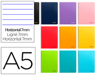 CUADERNO ESPIRAL LIDERPAPEL A5 MICRO SMART TAPA BLANDA 80H60GR HORIZONTAL 7MM DOBLE MARGEN 6 TALADROS COLORES