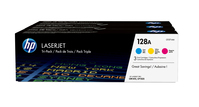 HP 128A zestaw 3 oryginalnych wkładów z tonerem LaserJet: błękitny/purpurowy/żółty
