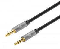 Manhattan Stereo Audio 3.5mm Cable, 5m, Male/Male, Slim Design, Black/Silver, Premium with 24 karat gold plated contacts and pure oxygen-free copper (OFC) wire, Lifetime Warrant...