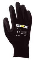 5-Fg.-Nylon-Feinstrickhandschuh texxor 2425, Gr. 10 schwarz, schrumpfgeraute Latex-Beschichtung, Strickbund, EN 388 (213