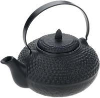 Orientalische Teekanne schwarz, 850 ml Glasierte Keramik-Teekanne im