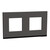 Unica Pure - plaque de finition - Gomme noire liseré Anthracite - 2 postes (NU600482)