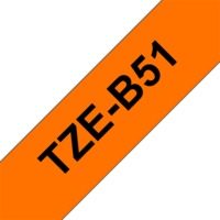 BROTHER szalag TZe-B51, Fluoreszkáló narancs alapon Fekete, Laminált, 24mm 0.94", 5 méter