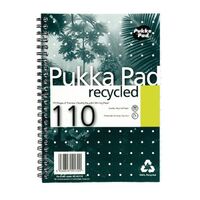 Pukka Pad A5 Wirebound Card Cover Notebook Recycled Ruled 110 Pages Gree(Pack 3)